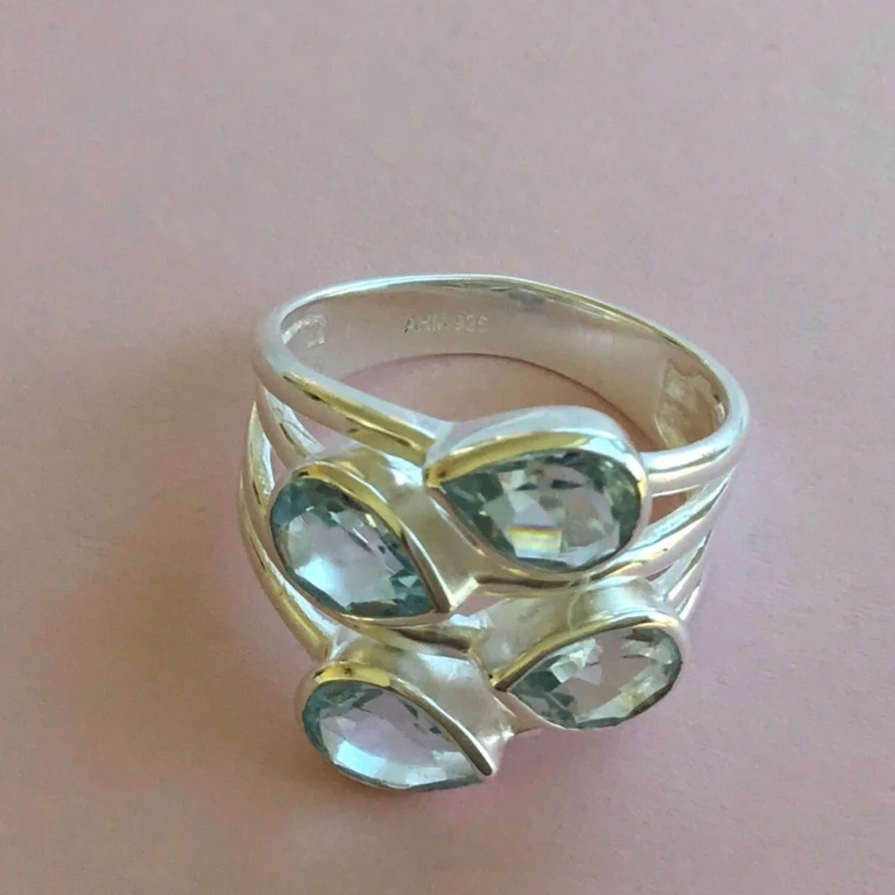 Genuine Blue Topaz .925 Sterling Silver Ring - Picture 9 of 16